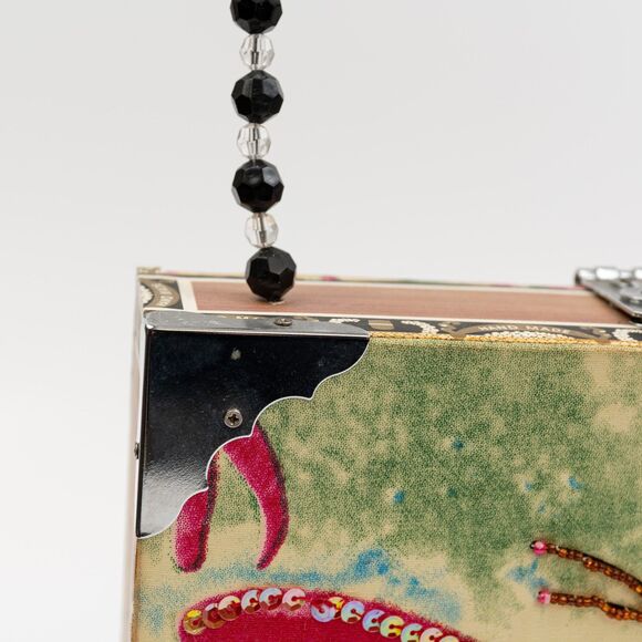 Hand made Cigar box purse case beaded handle - Picture 7 of 11